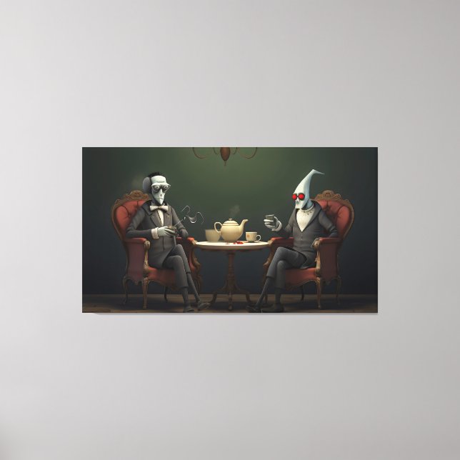 Quirky Creepy tvinnad te-drickare Canvastryck (Framsida)