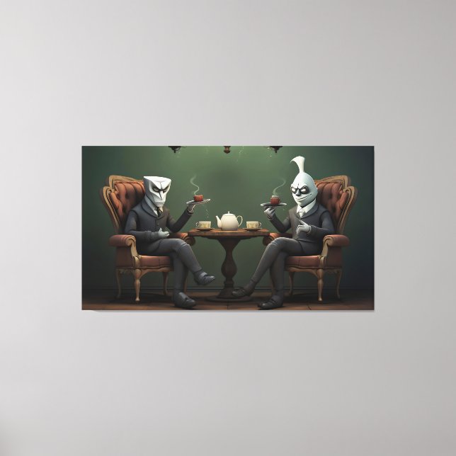 Quirky Creepy tvinnad te-drickare Canvastryck (Framsida)