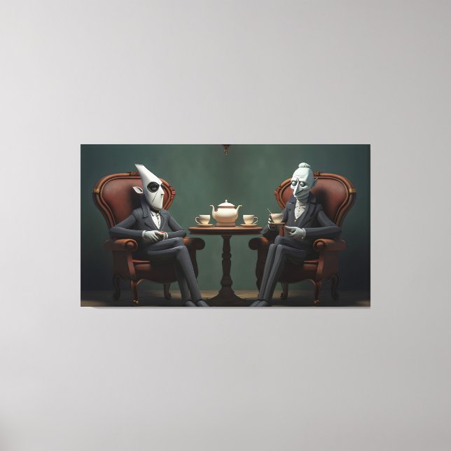 Quirky Creepy tvinnad te-drickare Canvastryck (Framsida)