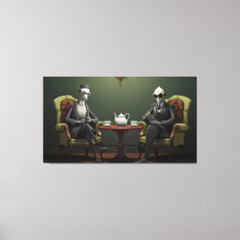 Quirky Creepy tvinnad te-drickare Canvastryck