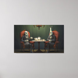 Quirky Creepy tvinnad te-drickare Canvastryck