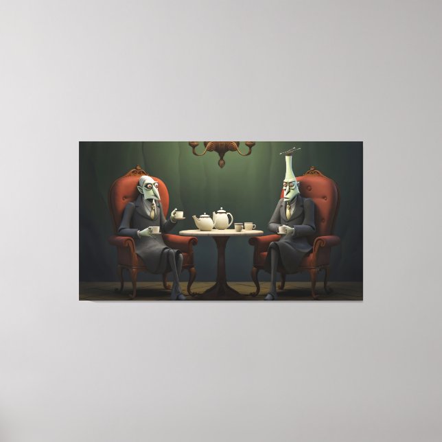 Quirky Creepy tvinnad te-drickare Canvastryck (Framsida)