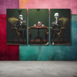 Quirky Creepy tvinnad te-drickare Canvastryck