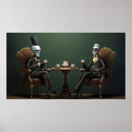 Quirky Creepy tvinnad te-drickare Poster