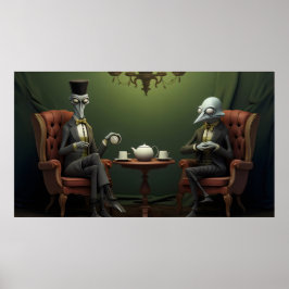 Quirky Creepy tvinnad te-drickare Poster