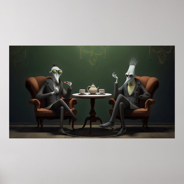 Quirky Creepy tvinnad te-drickare Poster (Framsidan)