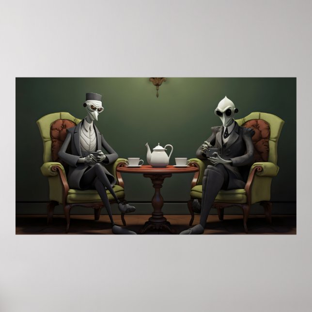 Quirky Creepy tvinnad te-drickare Poster (Framsidan)