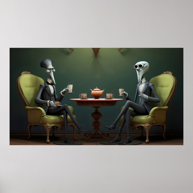 Quirky Creepy tvinnad te-drickare Poster (Framsidan)