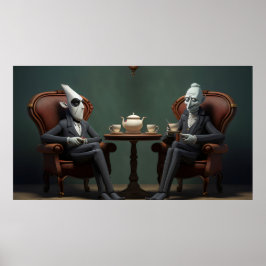 Quirky Creepy tvinnad te-drickare Poster