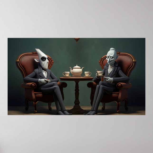 Quirky Creepy tvinnad te-drickare Poster (Framsidan)