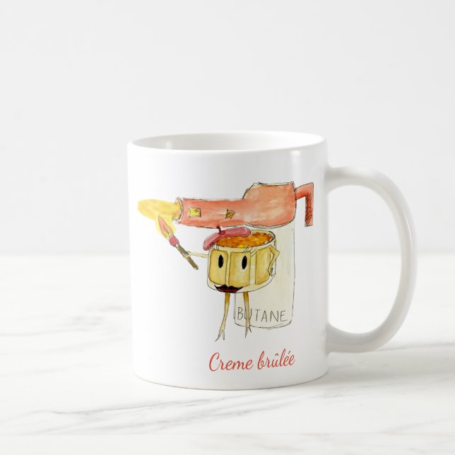 Quirky Creme brûlée Dessert Funny Tecknad Art Kaffemugg (Höger)