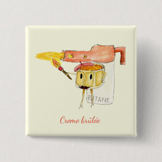 Quirky Creme Brulee Dessert Funny Tecknad Humor Knapp