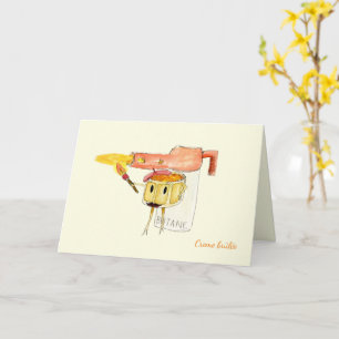 Quirky Creme Brulee Dessert Funny Tecknad Humor Kort