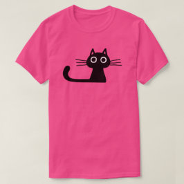 Quirky Cute Black Kattunge med Long Whiskers T Shirt