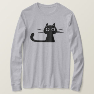 Quirky Cute Black Kattunge med Long Whiskers T Shirt