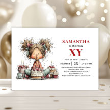 Quirky Cute Little Girl Funky Birthday Invitation