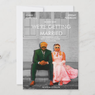 Quirky Cute Retro Movie Poster Photo Wedding Inbjudningar