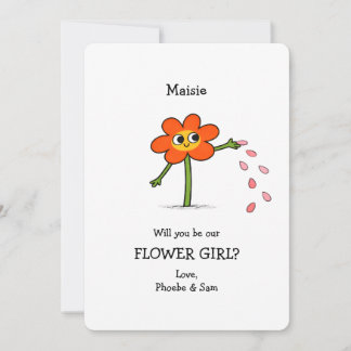 Quirky Cute Will You Be My Flower Girl Proposal Kort