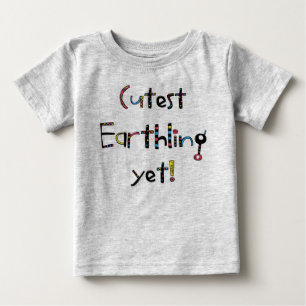 Quirky Cutest Earthling än! Red Gult Blue T-shirt