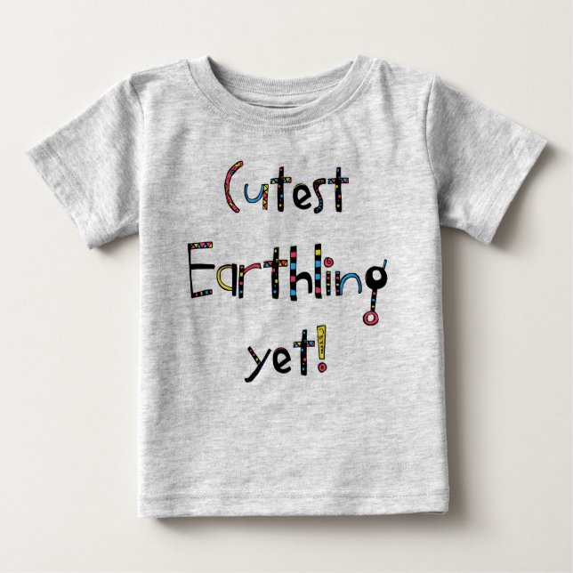 Quirky Cutest Earthling än! Red Gult Blue T-shirt (Framsida)