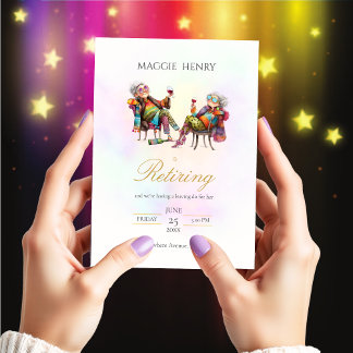 Quirky Dam Retiment Party-inbjudan Inbjudningar