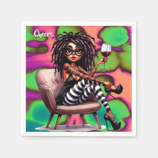 Quirky Dam Tattoos & Vin Cheers Pappersservett