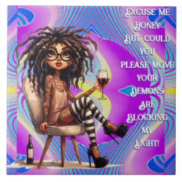 Quirky Dam Tattoos & Vin Light Kakelplatta