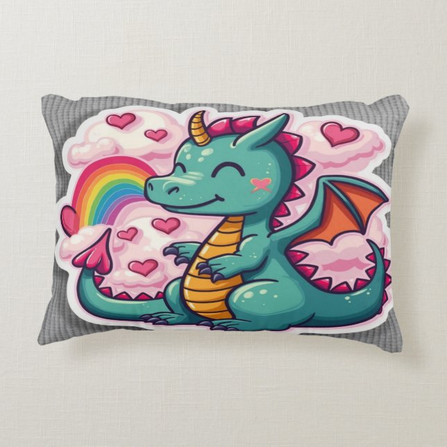 Quirky Dragon Delight Pillow Cover Prydnadskudde (Baksidan)