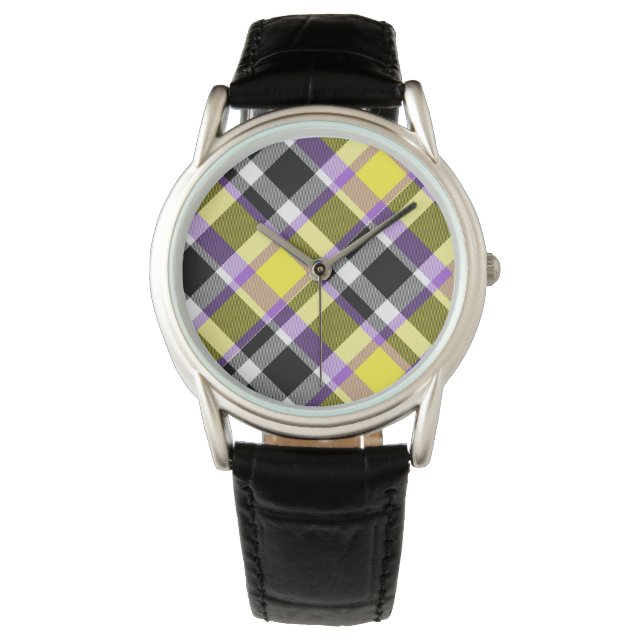 Quirky Eclectic Boho Nonbinary Psted Pride Flagga Armbandsur (Framsida)