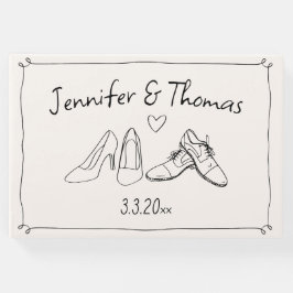 Quirky Eclectic Hand plockade Shoes Doodle Bröllop Gästböcker