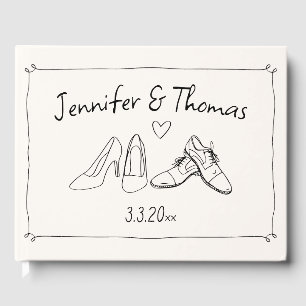 Quirky Eclectic Hand plockade Shoes Doodle Bröllop Gästböcker