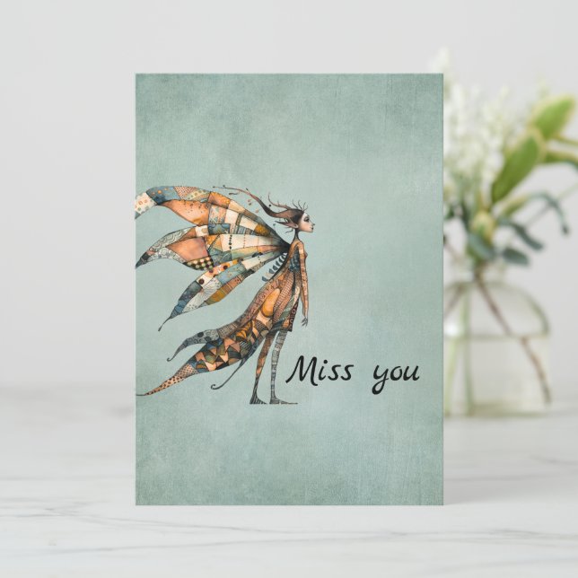 Quirky Fairy | Miss You Greeting Card Kort (Stående Fram)