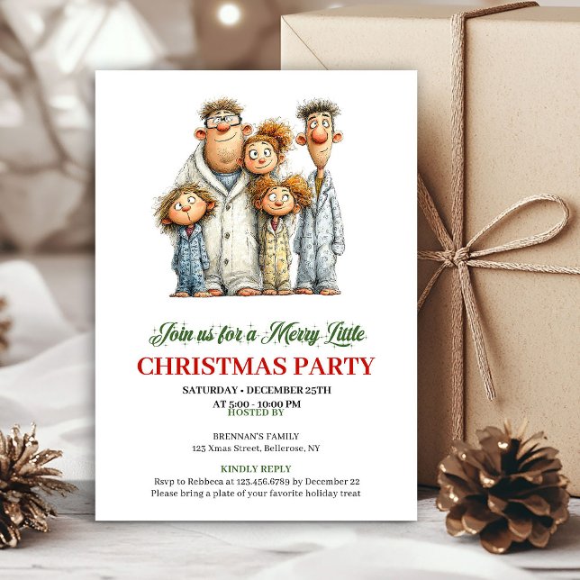 Quirky Family Modern Watercolor Holiday Invitation Inbjudningar (Quirky Family Modern Watercolor Holiday Invitation)
