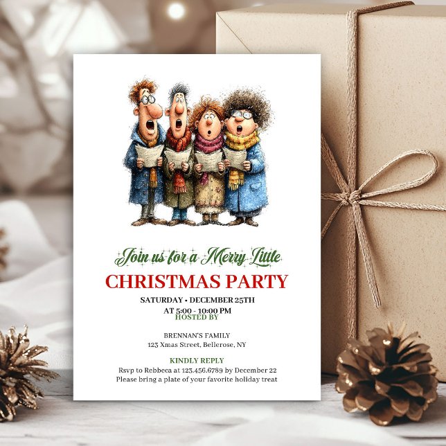 Quirky Family Red Green Holiday Party Invitation Inbjudningar (Quirky Family Red Green Holiday Party Invitation)