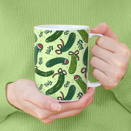Quirky Festive Julpickles Mönster Kaffemugg