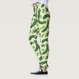 Quirky Festive Julpickles Mönster Leggings