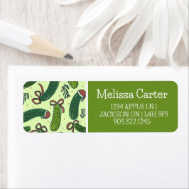 Quirky Festive Julpickles Mönster Returadress Etikett