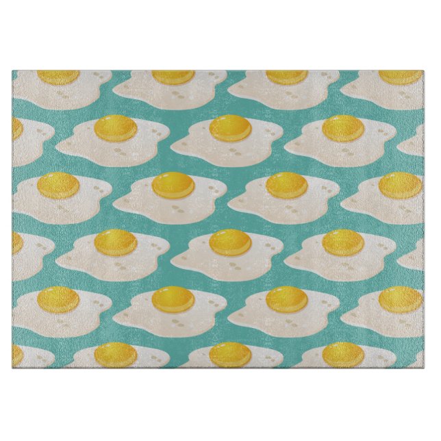 Quirky Fried Egg Graphic Mönster på Teal (Framsidan)