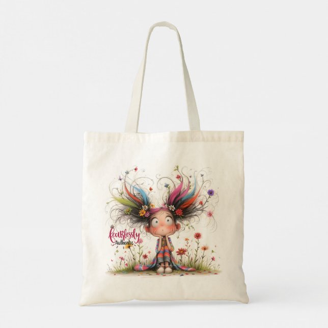 Quirky Girl Authjust Tote Bag Tygkasse (Baksida)