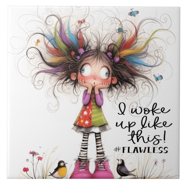 Quirky Girl # Flawless Ceramic Tile Kakelplatta (Framsidan)