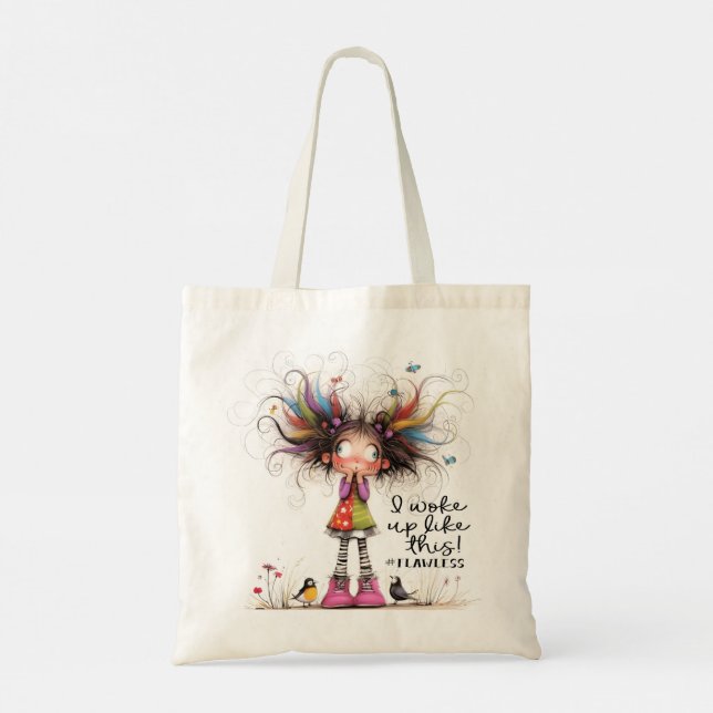 Quirky Girl #Flawless Tote Bag Tygkasse (Baksida)