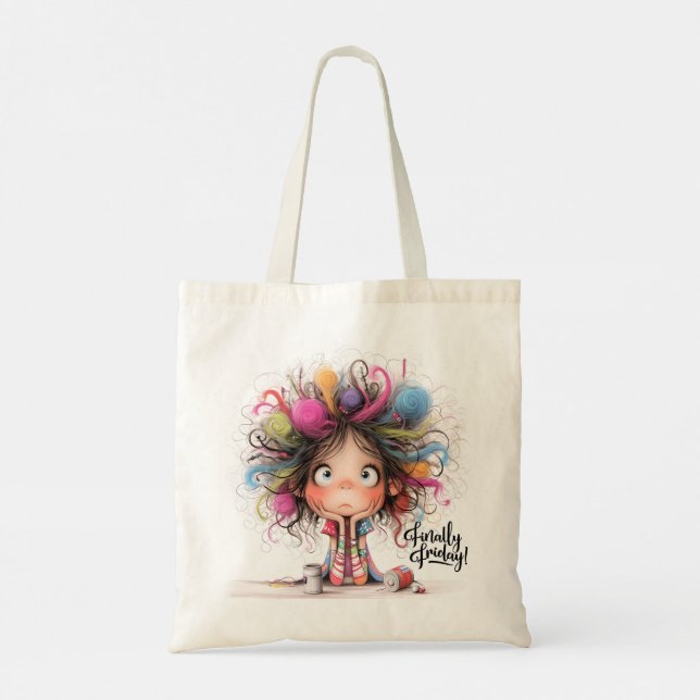 Quirky Girl Fredag Tote Bag Tygkasse (Baksida)