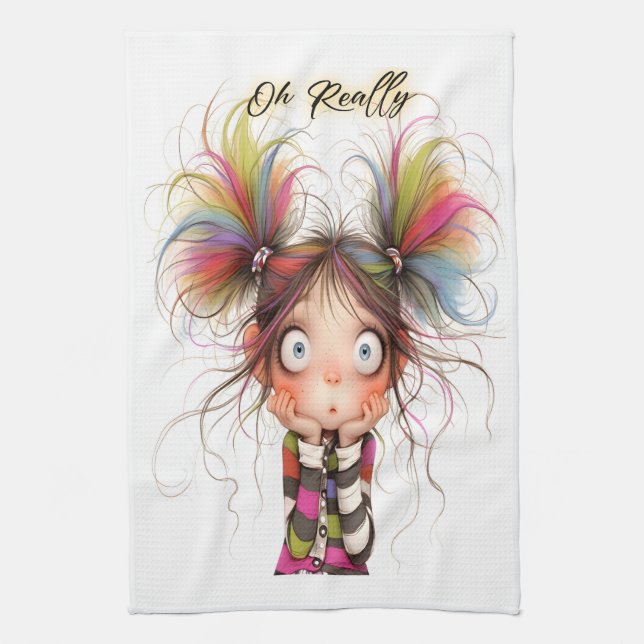 Quirky Girl Oh Verkligen Kitchen Towels Kökshandduk (Vertikal)