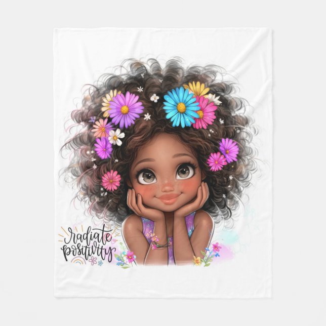 Quirky Girl Radiate Positivity Fleece Blanket (Framsidan)