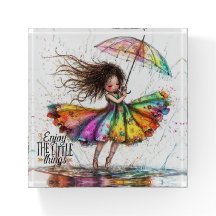 Quirky Girl Rain Little Sak Paperweight