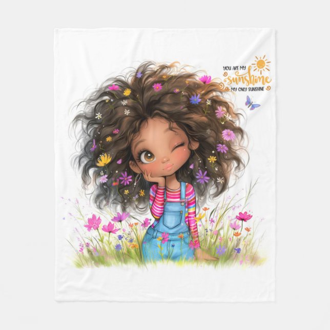 Quirky Girl Sunshine Fleece Blanket (Framsidan)