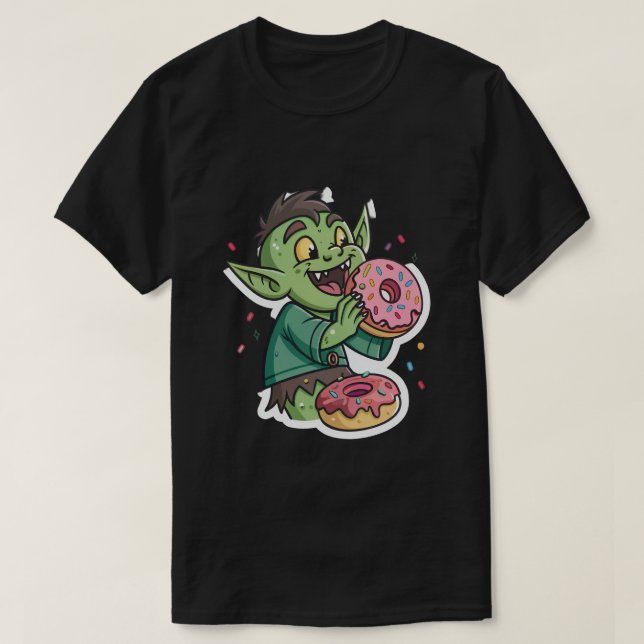 Quirky Goblin's Messy Sprinkle Donut T-Shirt: Fant T Shirt (Design framsida)