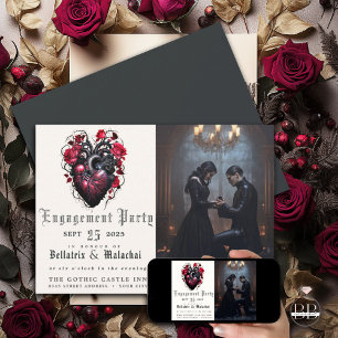 Quirky Goth Heart och Ro Crimson Inbjudningar