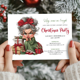 Quirky Grandma Christmas Cartoon Party Invitation Inbjudningar