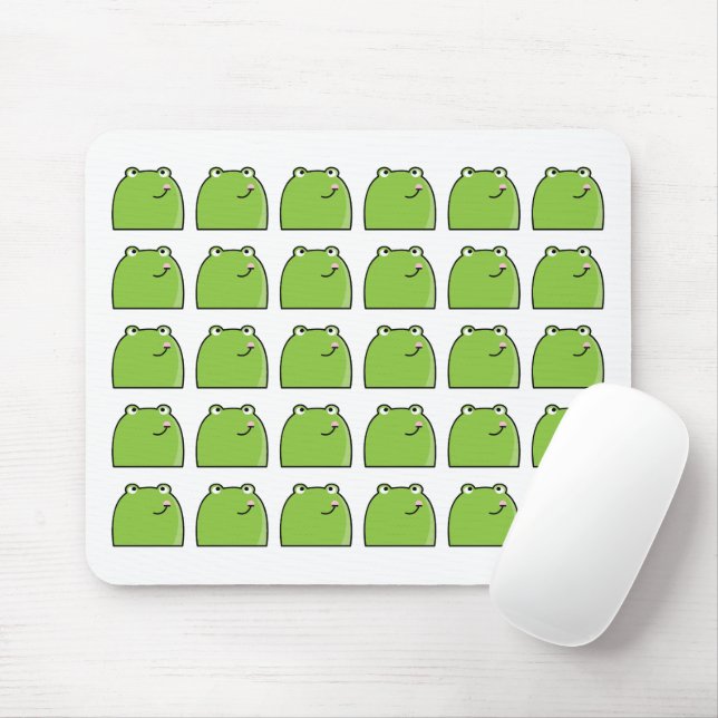 Quirky Green Frog Pattern Design Mouse Pad Musmatta (Med mus)